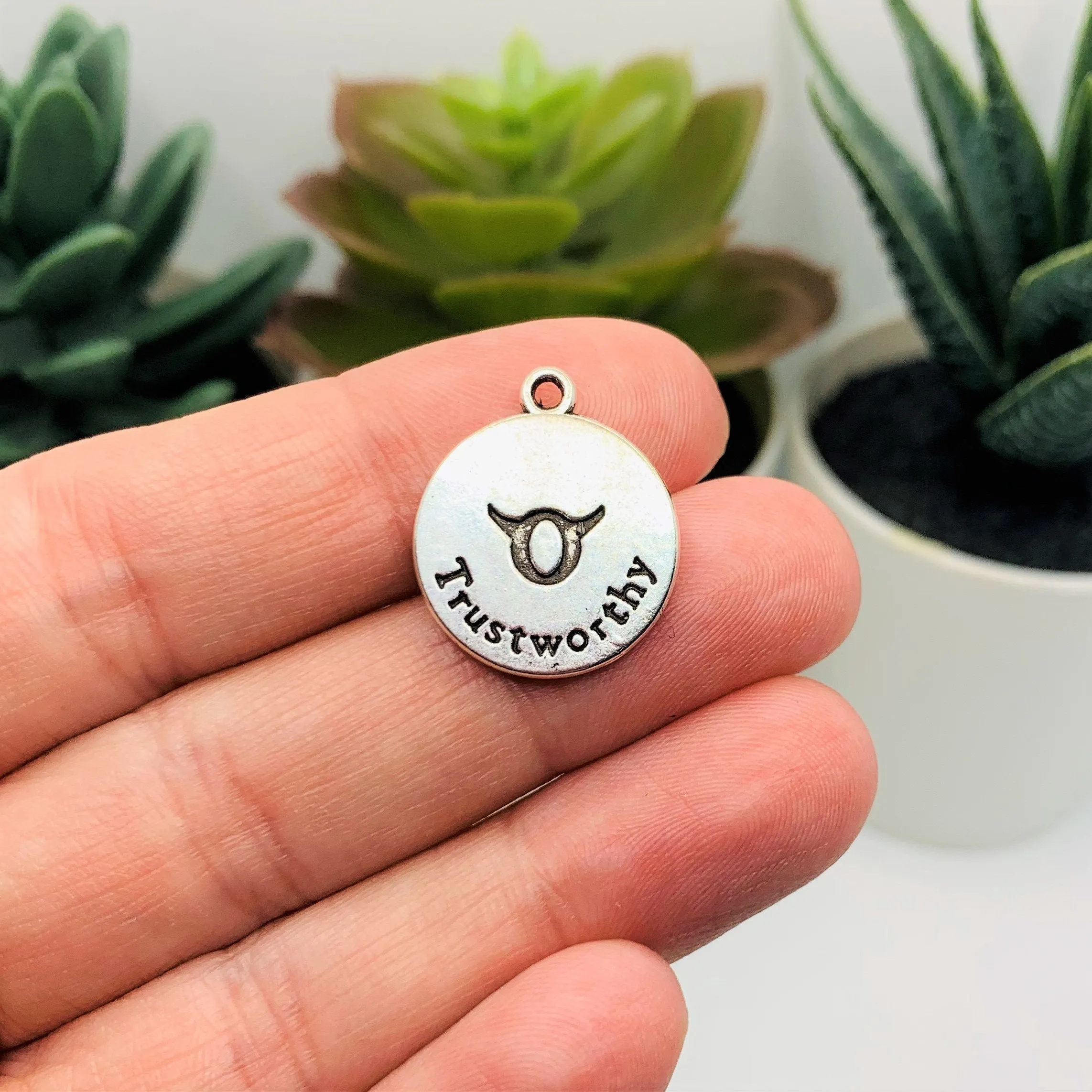 1, 4 or 20 Pieces: Silver Taurus Zodiac/Astrology Coin Charms, Double Sided