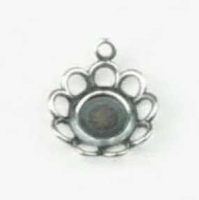 12mm Filigree Scalloped Flower Bezel Charm with 5mm bezel setting, Classic Silver, Made in USA, pack of 3