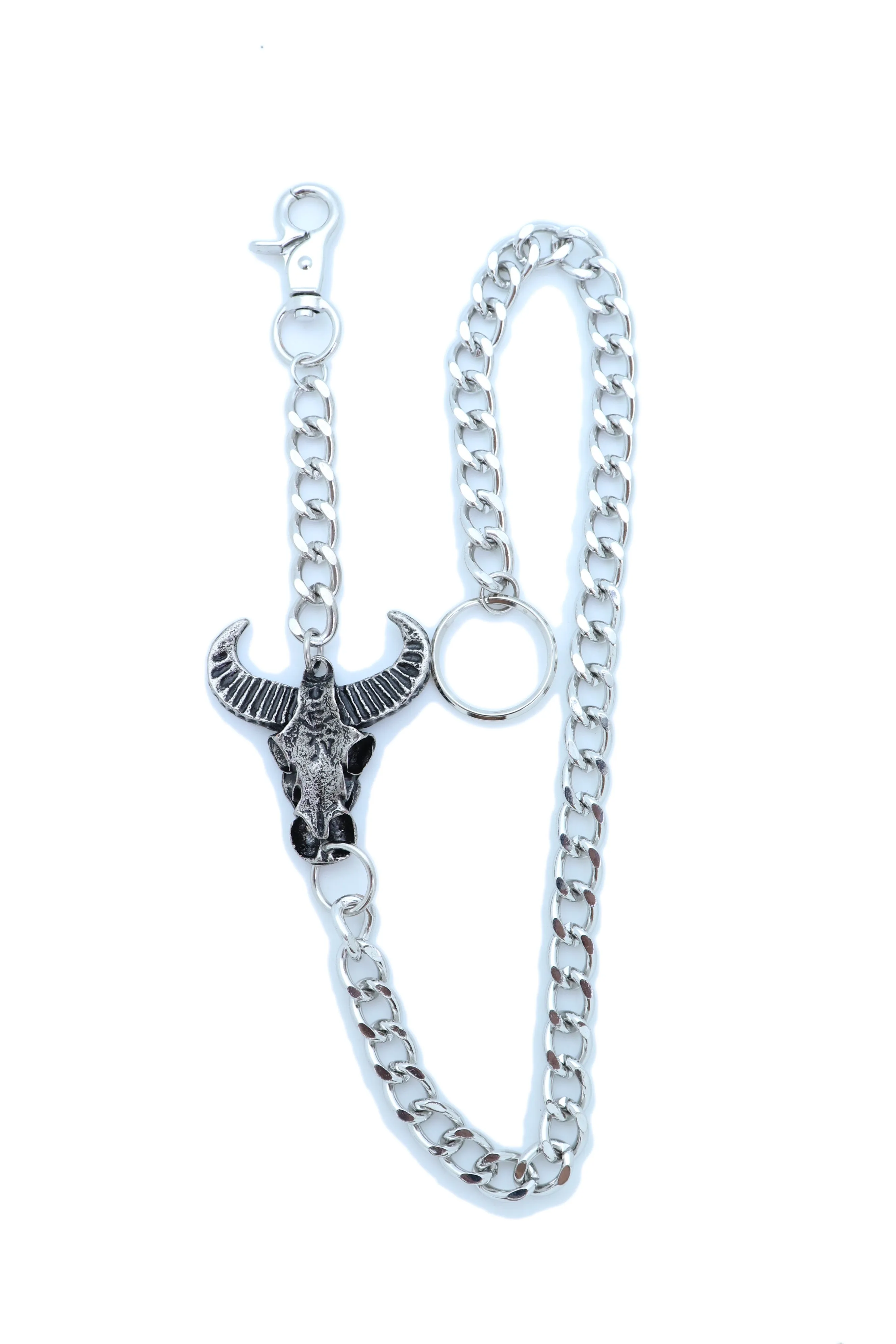 20" Skeleton Bull Head Pendant Wallet Chain