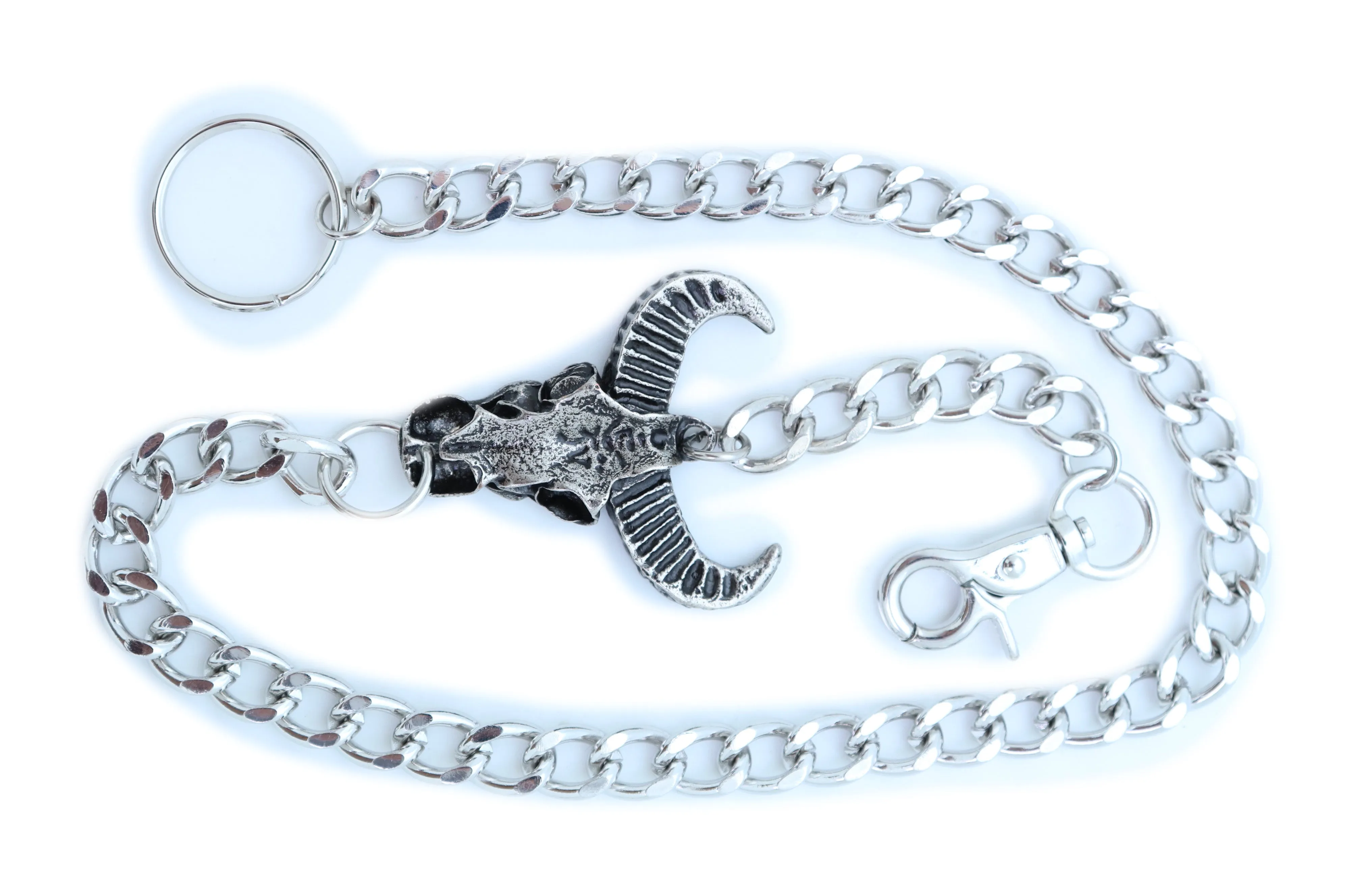 20" Skeleton Bull Head Pendant Wallet Chain