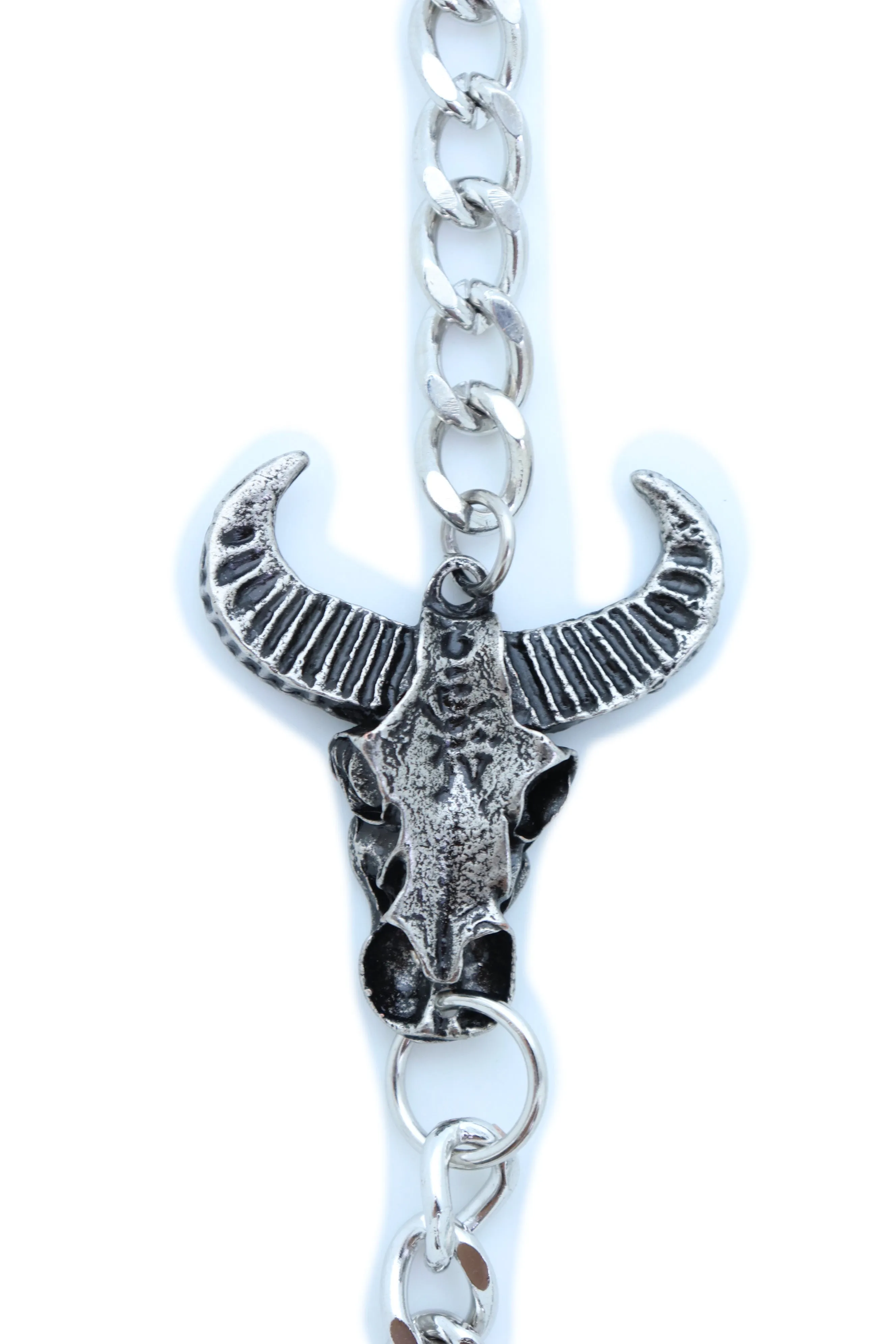 20" Skeleton Bull Head Pendant Wallet Chain