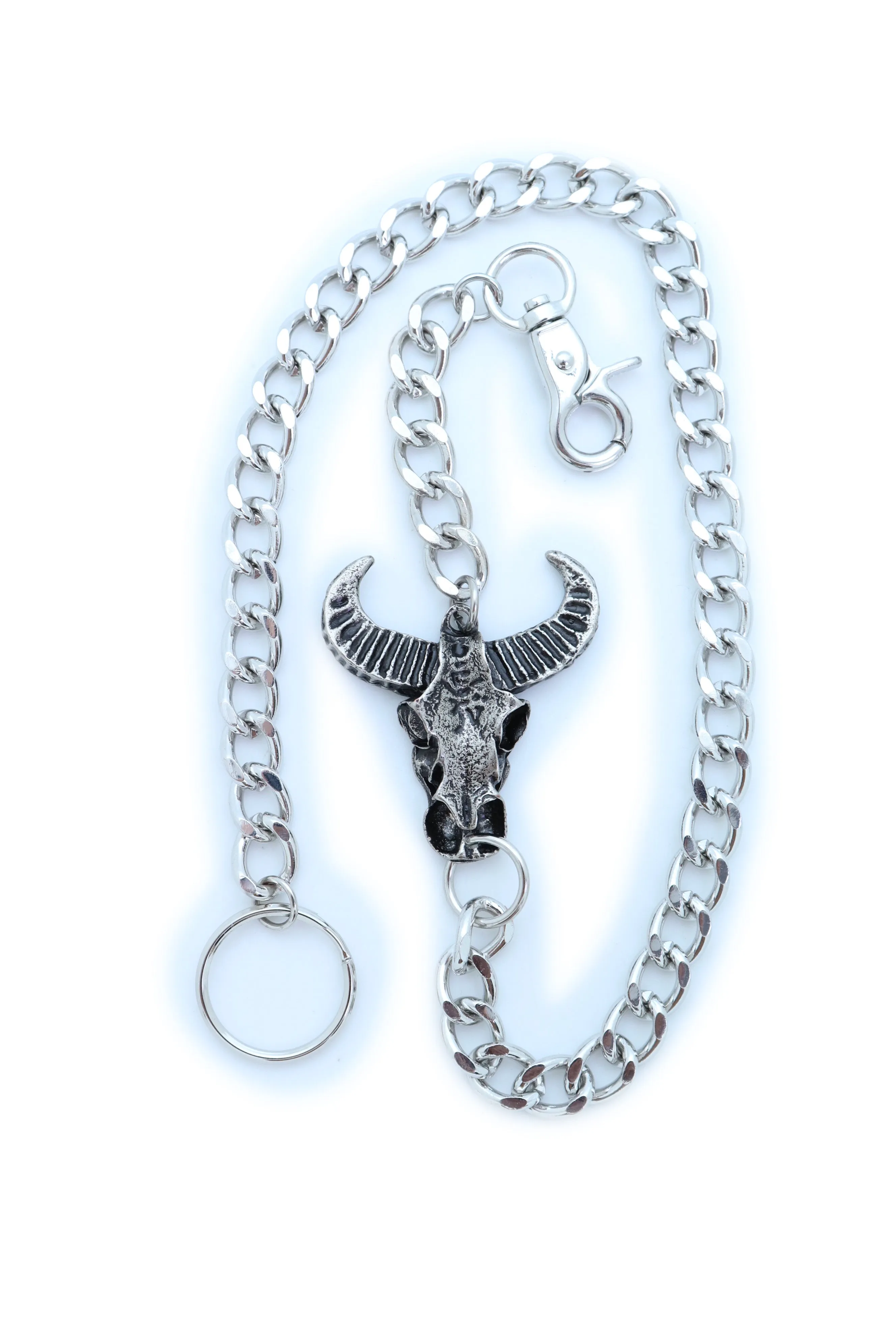 20" Skeleton Bull Head Pendant Wallet Chain