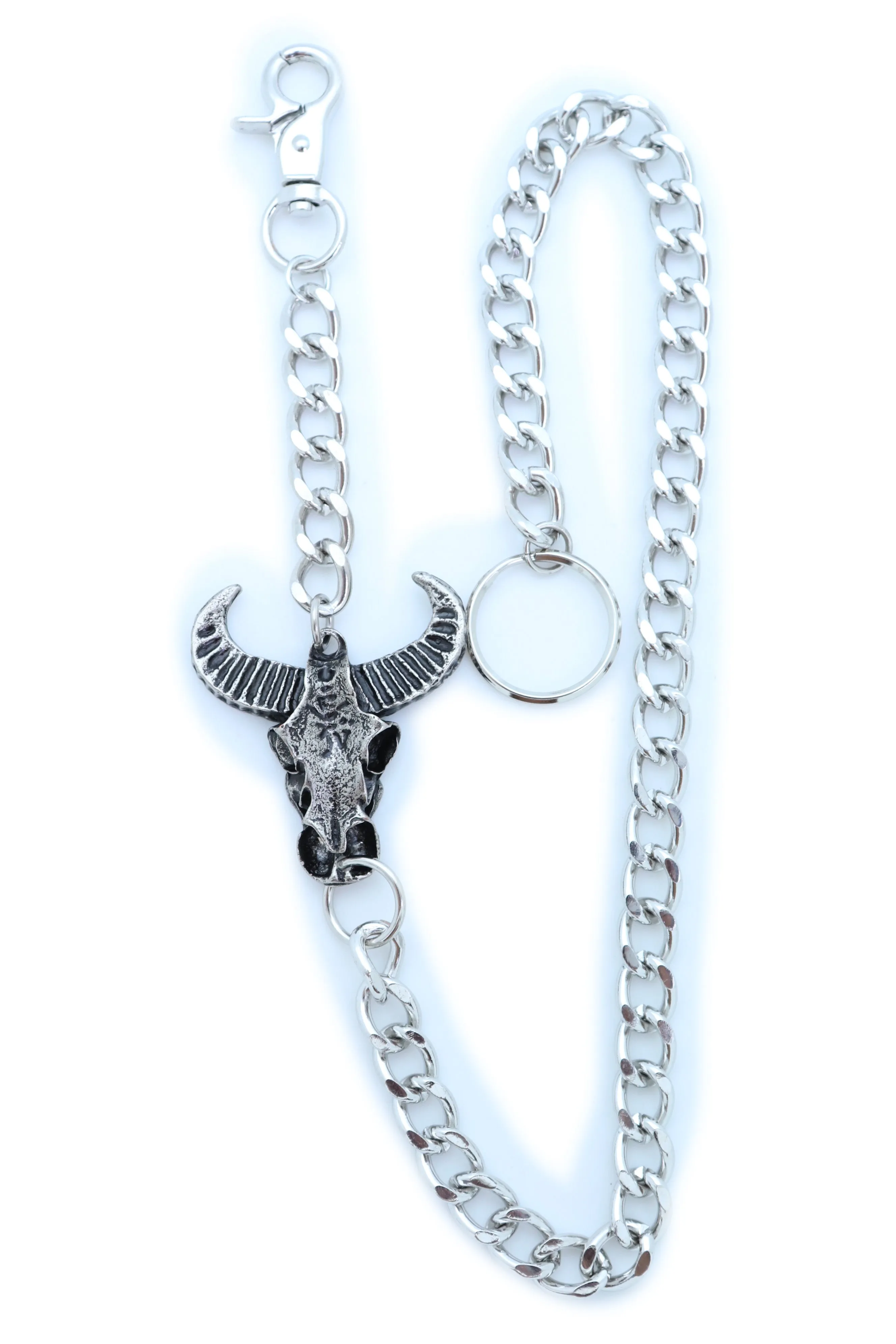 20" Skeleton Bull Head Pendant Wallet Chain