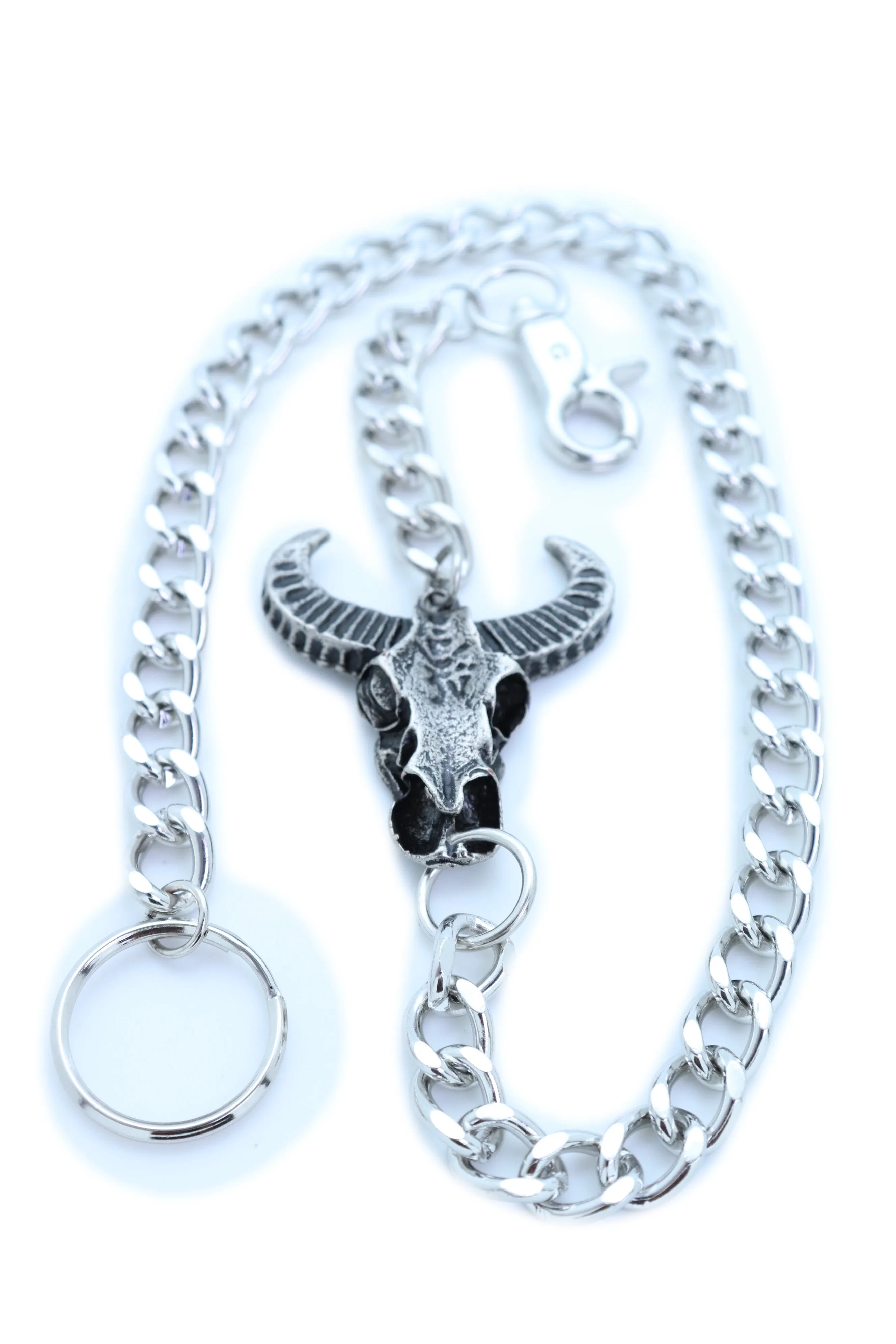 20" Skeleton Bull Head Pendant Wallet Chain