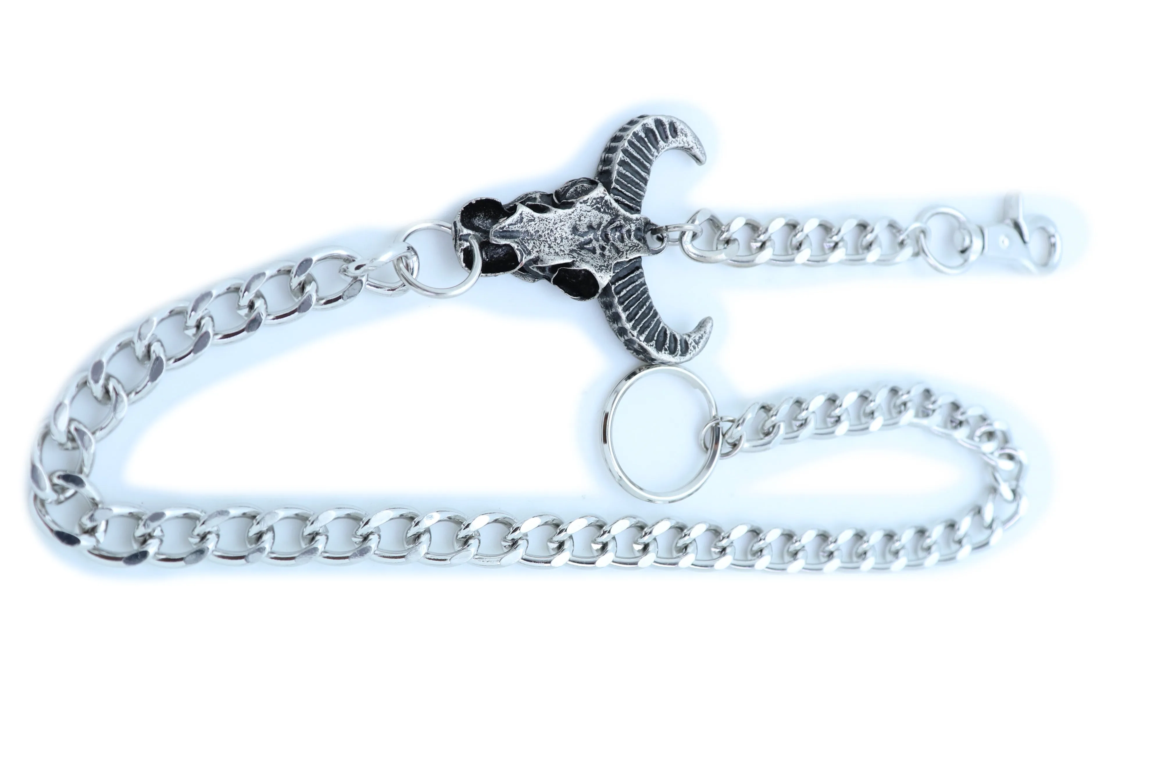 20" Skeleton Bull Head Pendant Wallet Chain