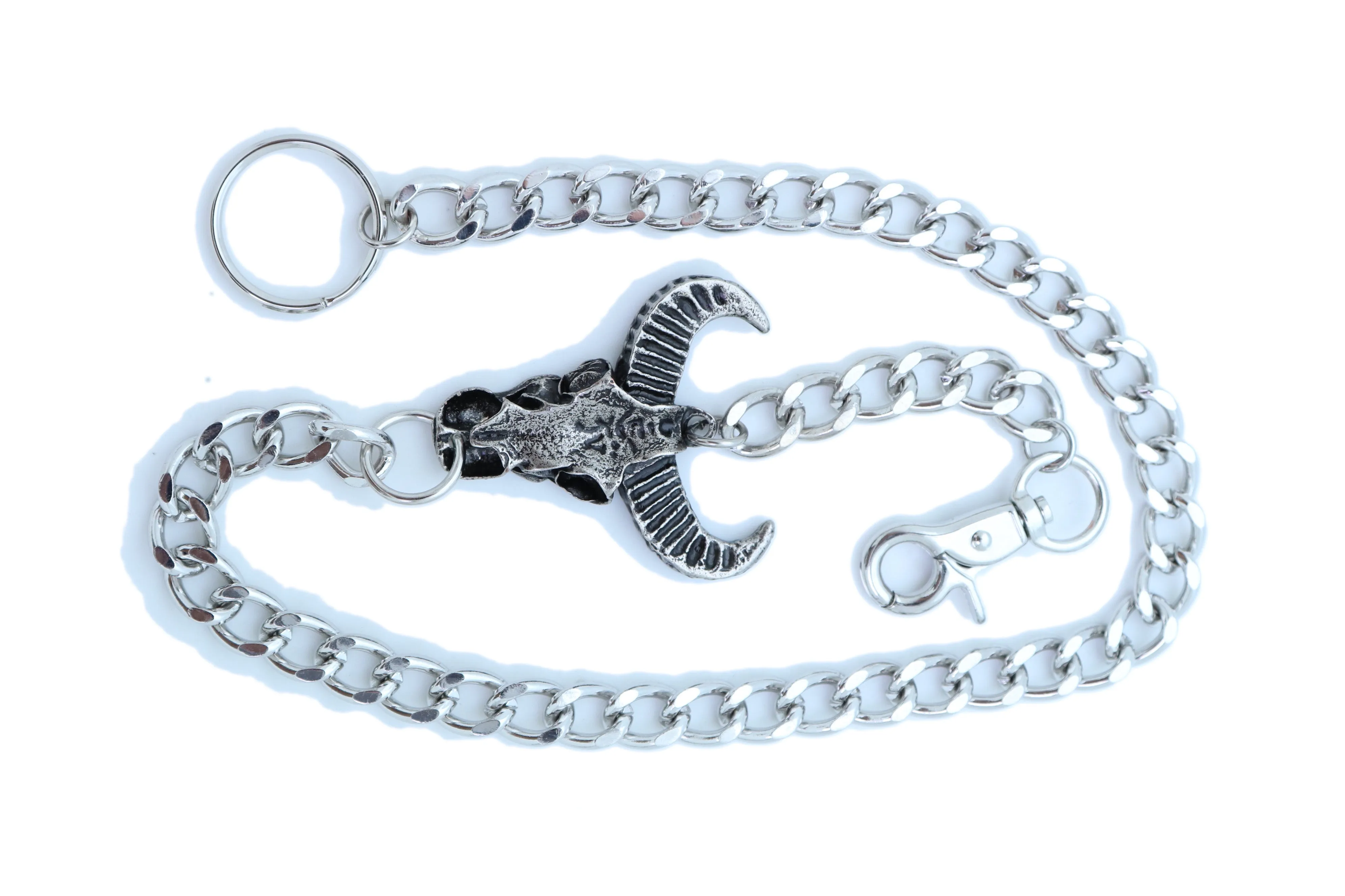 20" Skeleton Bull Head Pendant Wallet Chain