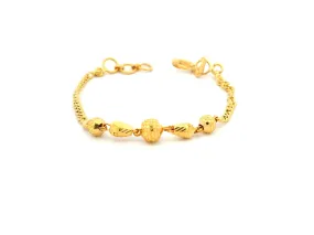 22ct Yellow Gold Children's Bracelet with Diamond-Cut Beads & 'U' Hook Clip Clasp – Secure and Stylish