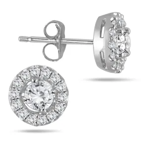 3/8 Ctw Genuine Diamond Halo Earrings 10K White Gold