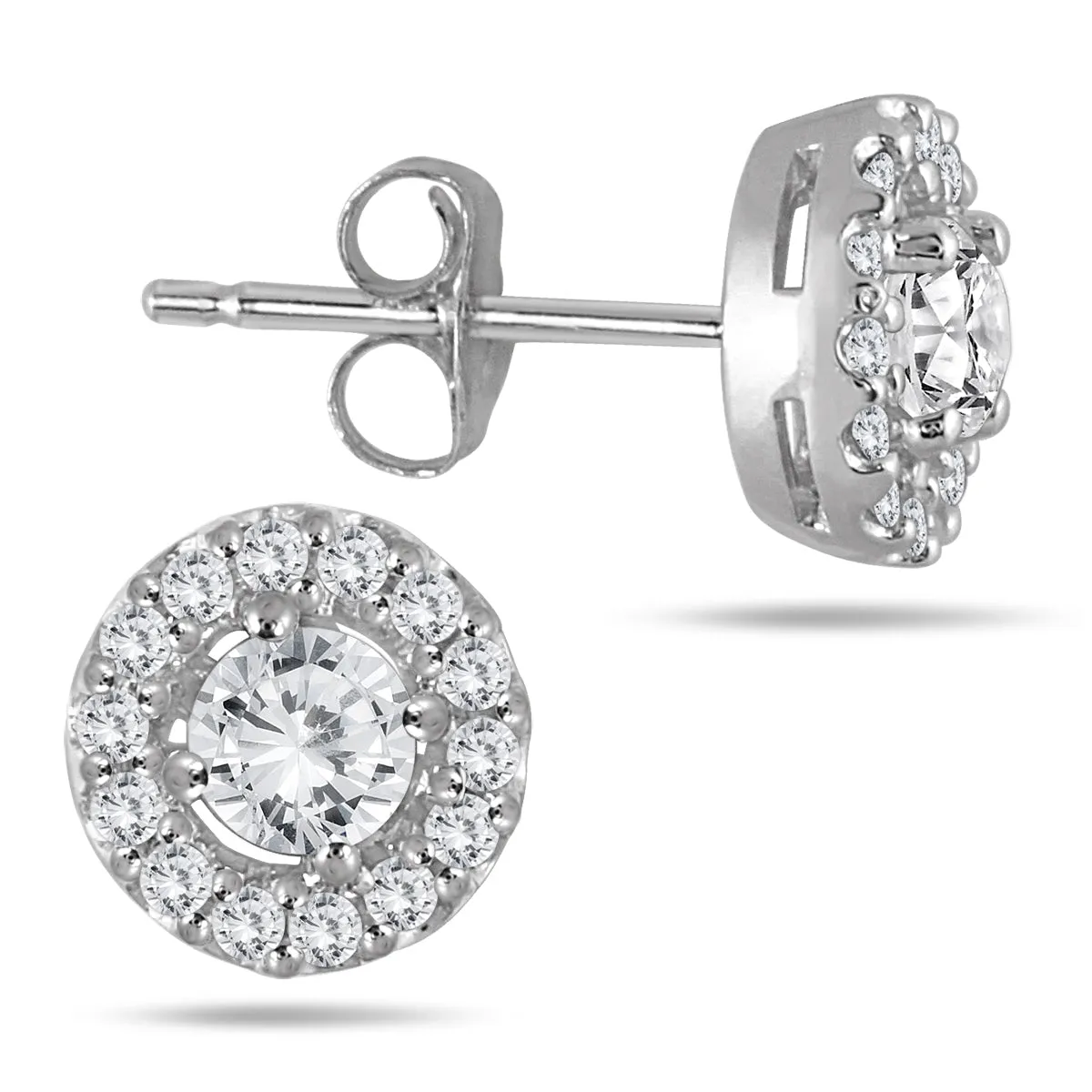 3/8 Ctw Genuine Diamond Halo Earrings 10K White Gold