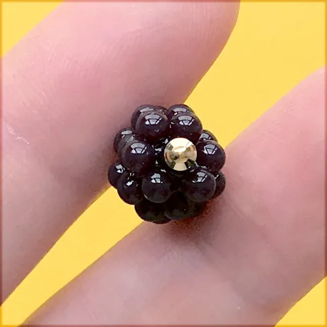 3D Miniature Grape Pendant | Dollhouse Fruit Charm | Faux Food Jewelry Supplies (1 Piece / Dark Purple / 11mm x 18mm)