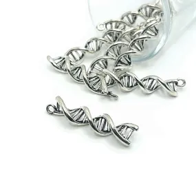 4, 12 or 25 Pieces: Silver DNA Helix Genealogy 3D Pendant Charms
