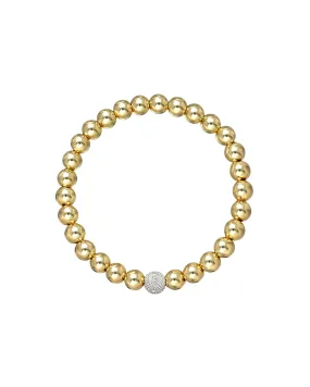6mm Gold Bead Bracelet With Diamond Bead