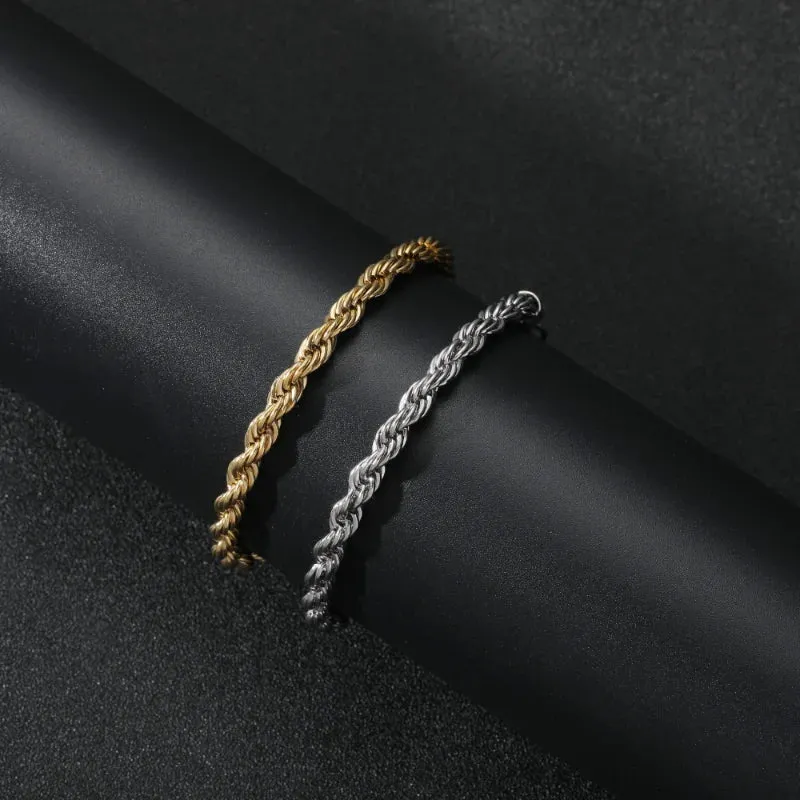 925 Sterling Silver Fashion Silver Jewelry Gift 2024 New High Quality Women Men Chain Male Twisted Rope Necklace Bracelets Gift