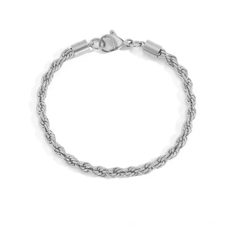 925 Sterling Silver Fashion Silver Jewelry Gift 2024 New High Quality Women Men Chain Male Twisted Rope Necklace Bracelets Gift