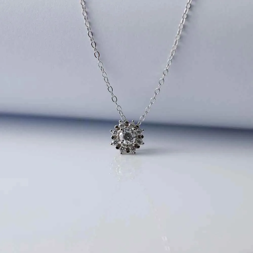 925 Sterling Silver Necklace and Earrings Charm Jewelry Set - Sunflower Pendant - Xm256