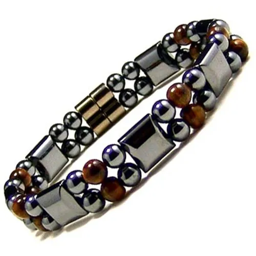 Accents Kingdom Men's Magnetic Dual Strand Tiger's Eyes Bracelet, 8.5"