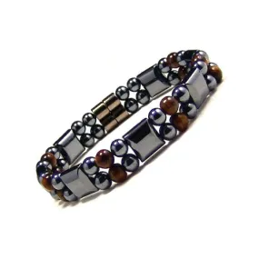 Accents Kingdom Men's Magnetic Dual Strand Tiger's Eyes Bracelet, 8.5"