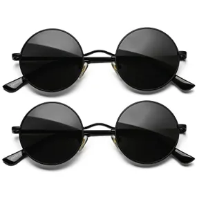 AIEYEZO Round Lennon Glasses Round Polarized Sunglasses for Women Men Small Circle Sunnies (Gold/Ocean Red   Gold/Ocean Red)