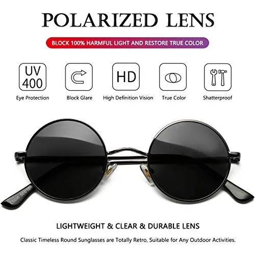 AIEYEZO Round Lennon Glasses Round Polarized Sunglasses for Women Men Small Circle Sunnies (Gold/Ocean Red   Gold/Ocean Red)