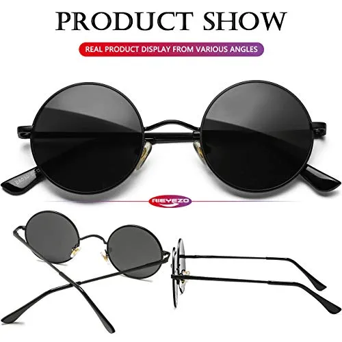 AIEYEZO Round Lennon Glasses Round Polarized Sunglasses for Women Men Small Circle Sunnies (Gold/Ocean Red   Gold/Ocean Red)