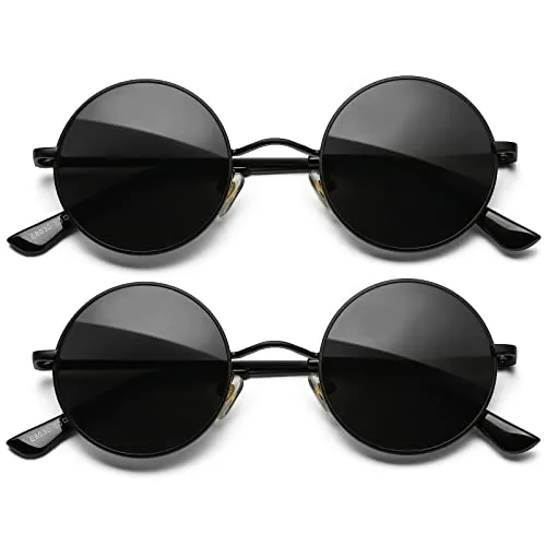 AIEYEZO Round Lennon Glasses Round Polarized Sunglasses for Women Men Small Circle Sunnies (Gold/Ocean Red   Gold/Ocean Red)