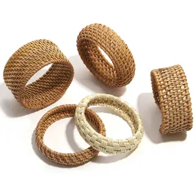 ALLYES Boho Wood Bamboo Rattan Weave Bracelet for Women