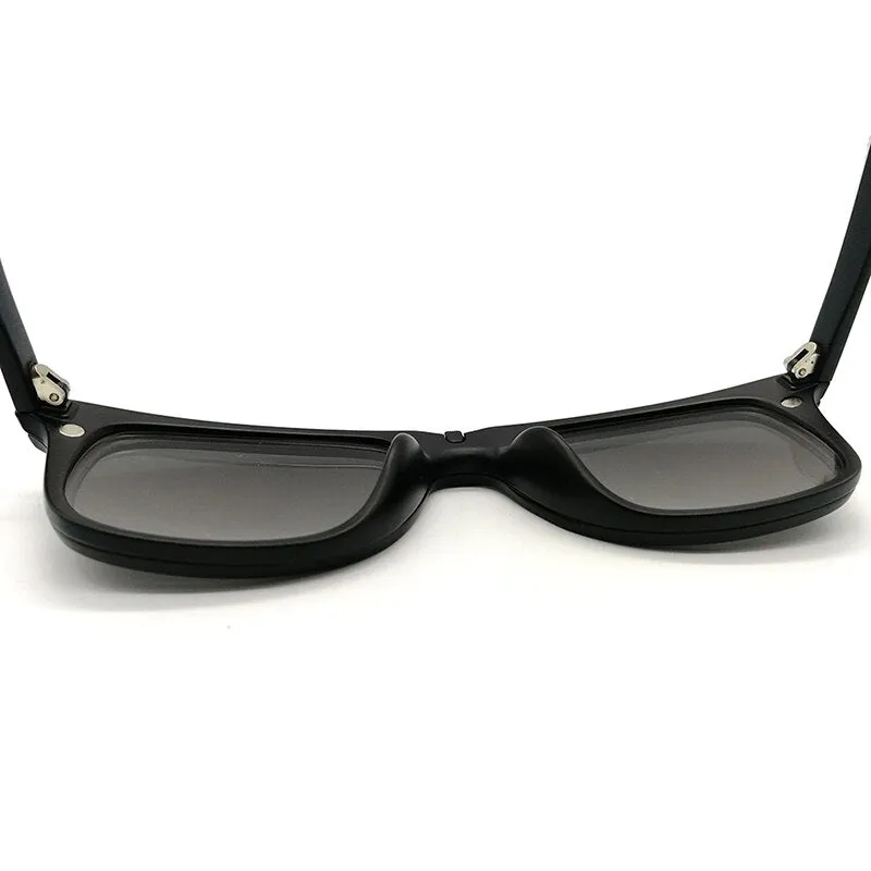 Brightzone Unisex Full Rim Square Tr 90 Eyeglasses Clip On Sunglasses Js3356a