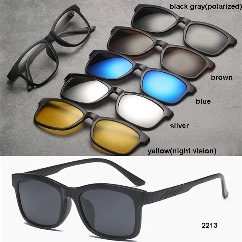 Brightzone Unisex Full Rim Square Tr 90 Eyeglasses Clip On Sunglasses Js3356a