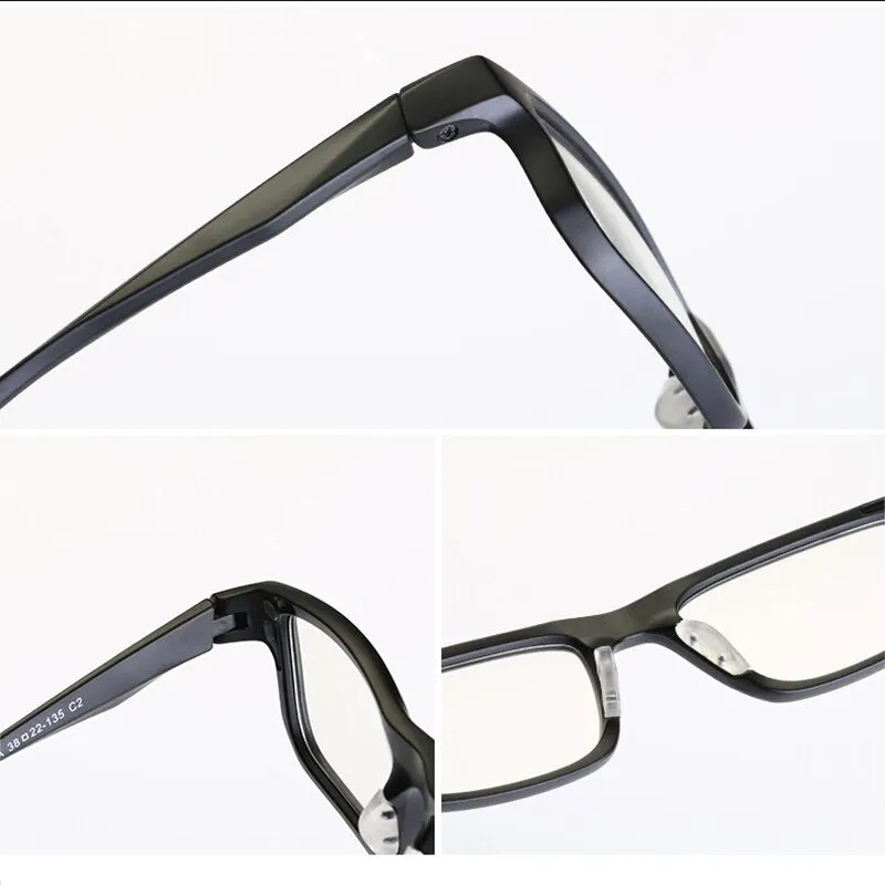 Brightzone Unisex Full Rim Square Tr 90 Eyeglasses Clip On Sunglasses Js3356a