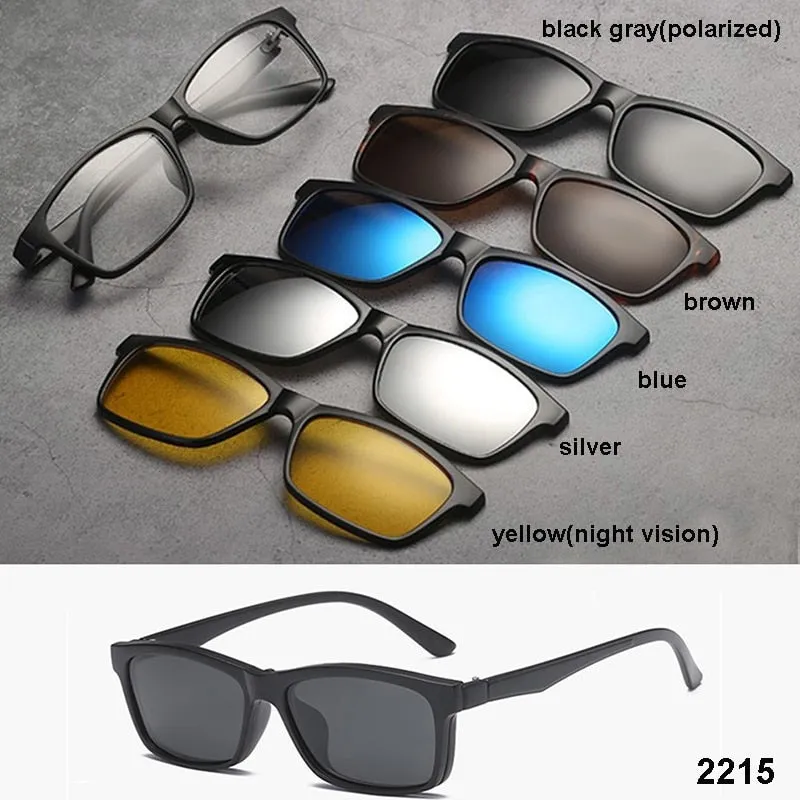 Brightzone Unisex Full Rim Square Tr 90 Eyeglasses Clip On Sunglasses Js3356a