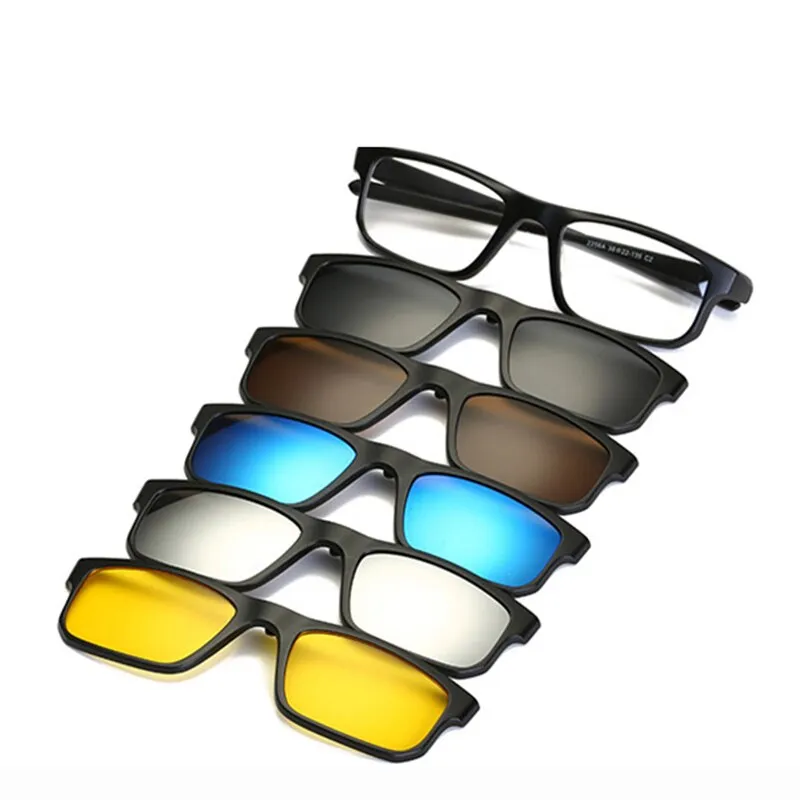 Brightzone Unisex Full Rim Square Tr 90 Eyeglasses Clip On Sunglasses Js3356a