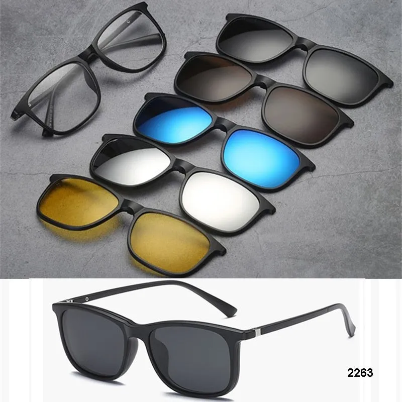 Brightzone Unisex Full Rim Square Tr 90 Eyeglasses Clip On Sunglasses Js3356a