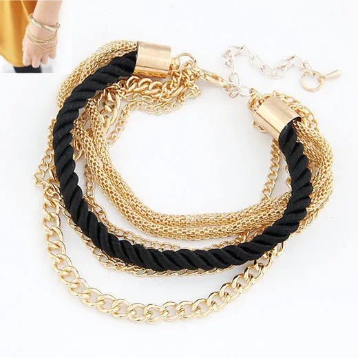 Charm Bracelet for women Fashion Jewelry Gold Chain Braided Rope Multilayer Bracelets & Bangles for Women