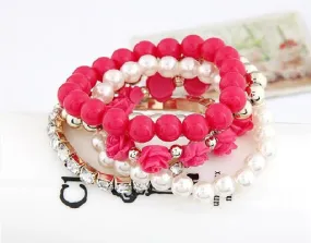 Charm Bracelets For Women Jewelry Rose Flower Multi-layer Wrap Flower Bracelets & Bangles Vintage Pulseras Mujer Pulseiras Femme