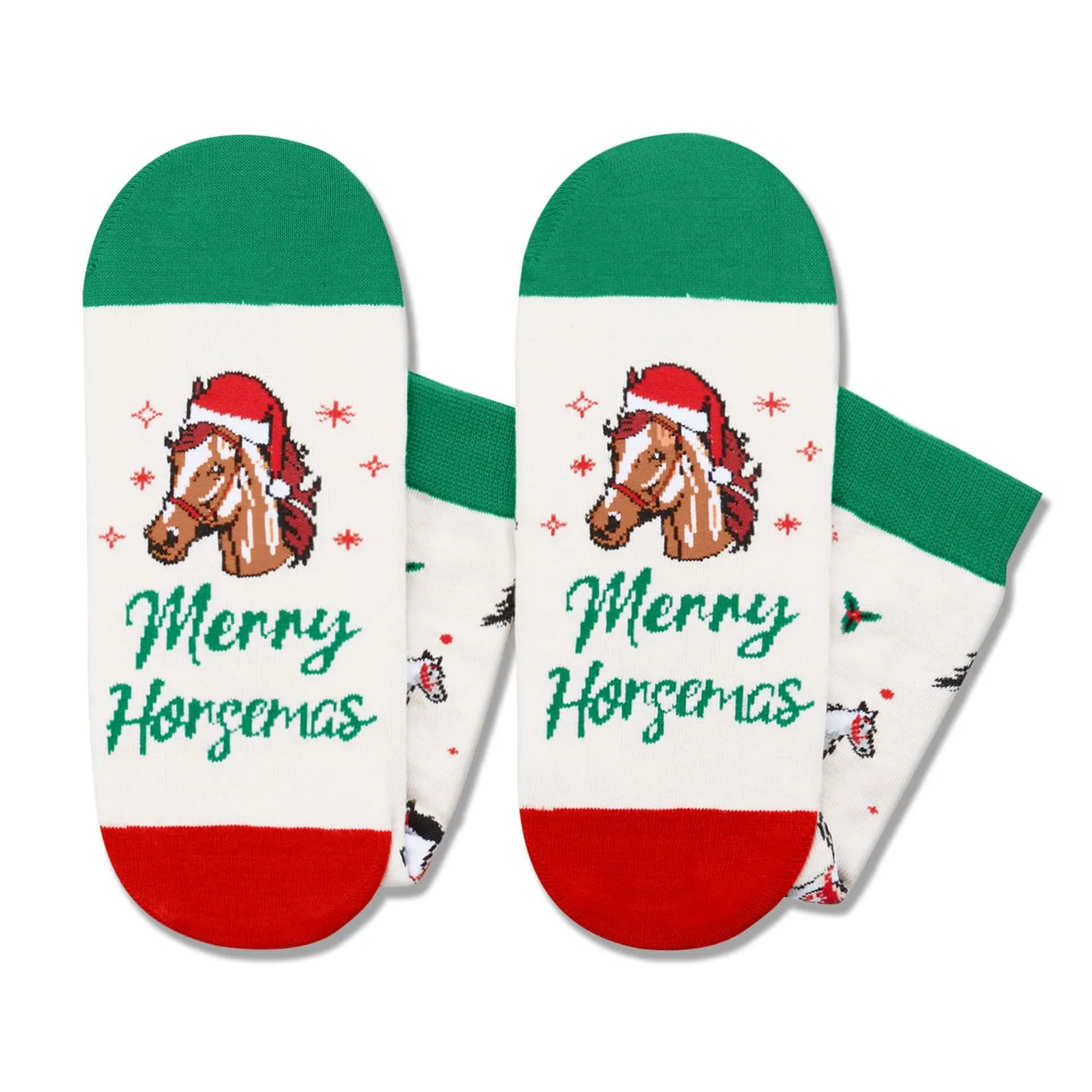 Christmas Gift Ideas for 7-9 Years Old Kids - Green Christmas Stockings Secret Santa Socks Xmas Stocking Stuffers for Horse Lover
