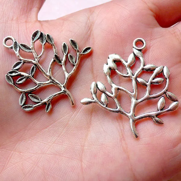CLEARANCE Tree of Life Charms (3pcs / 32m x 35mm / Tibetan Silver) Necklace Pendant Philosophy Jewelry Zen Keychain Bookmark Charm Bracelet CHM1059