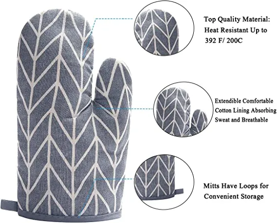 Cotton Oven Gloves: Heat Resistant, Non-Stick, Anti-Slip Pot and Bowl Holders for Cooking, Baking, Oven Mitts (Random Print)