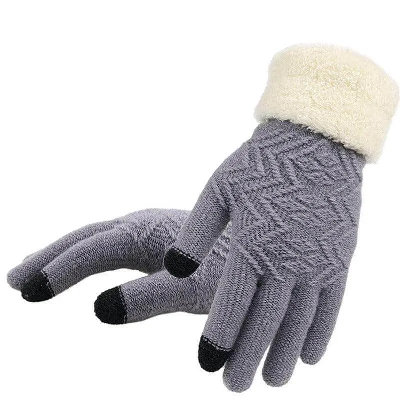 Cozy Jacquard Knit Gloves for Women