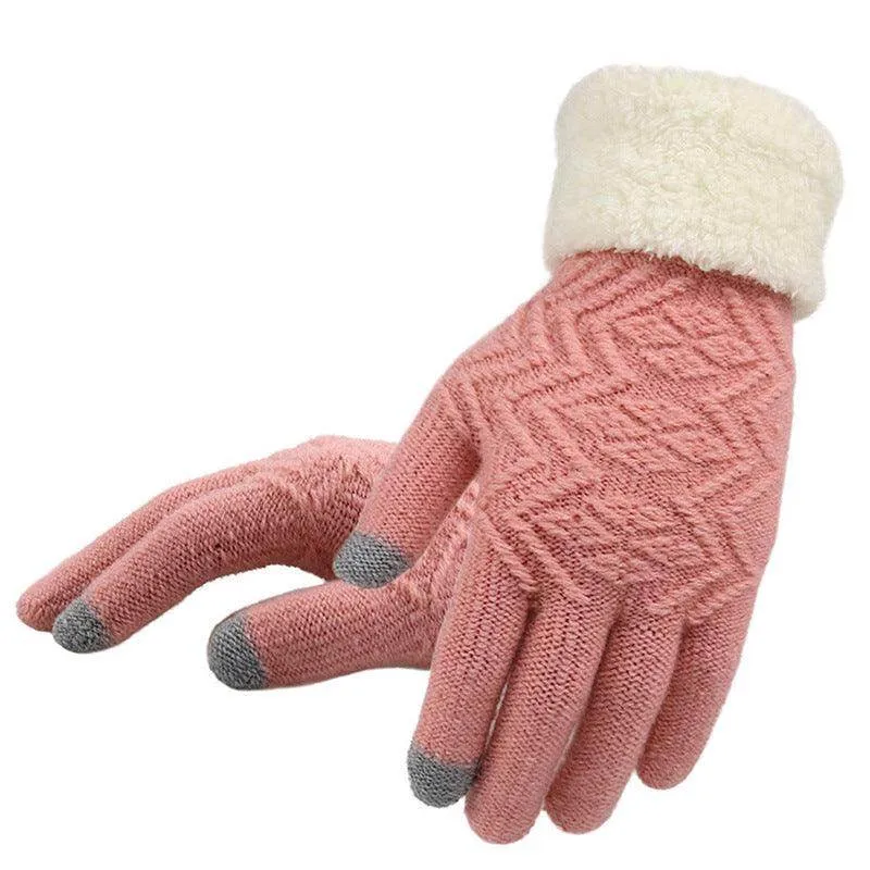 Cozy Jacquard Knit Gloves for Women