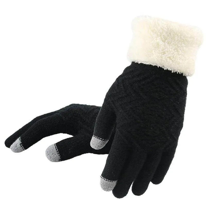 Cozy Jacquard Knit Gloves for Women