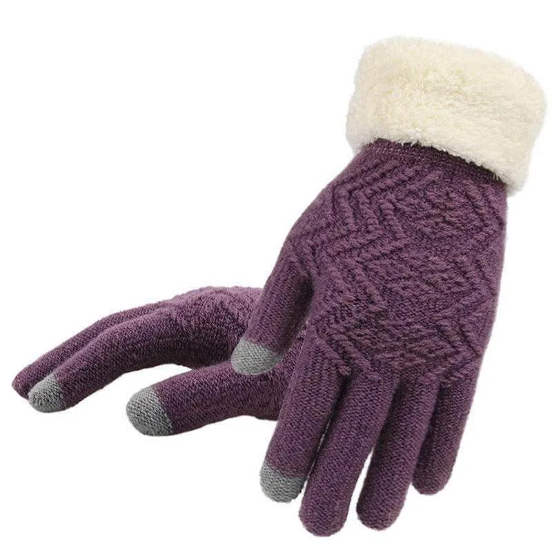 Cozy Jacquard Knit Gloves for Women