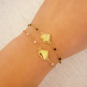 Dainty Color Dots Chain Heart Bracelet