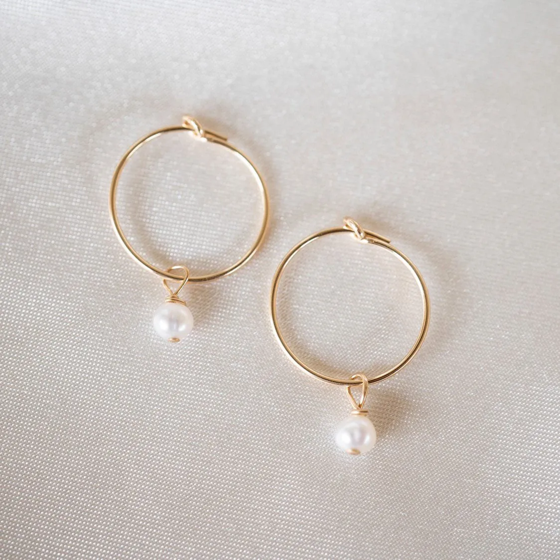 Dainty Pearl Hoops
