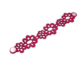 Daisy Fuchsia Leather Bracelet