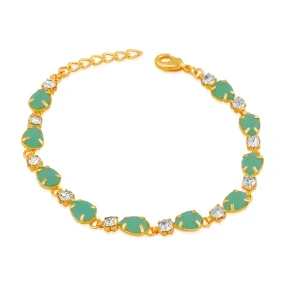 Designer green crystal link bracelet