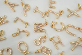 Diamond Studded Gold Letter Charm