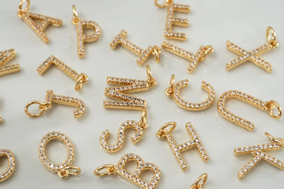 Diamond Studded Gold Letter Charm