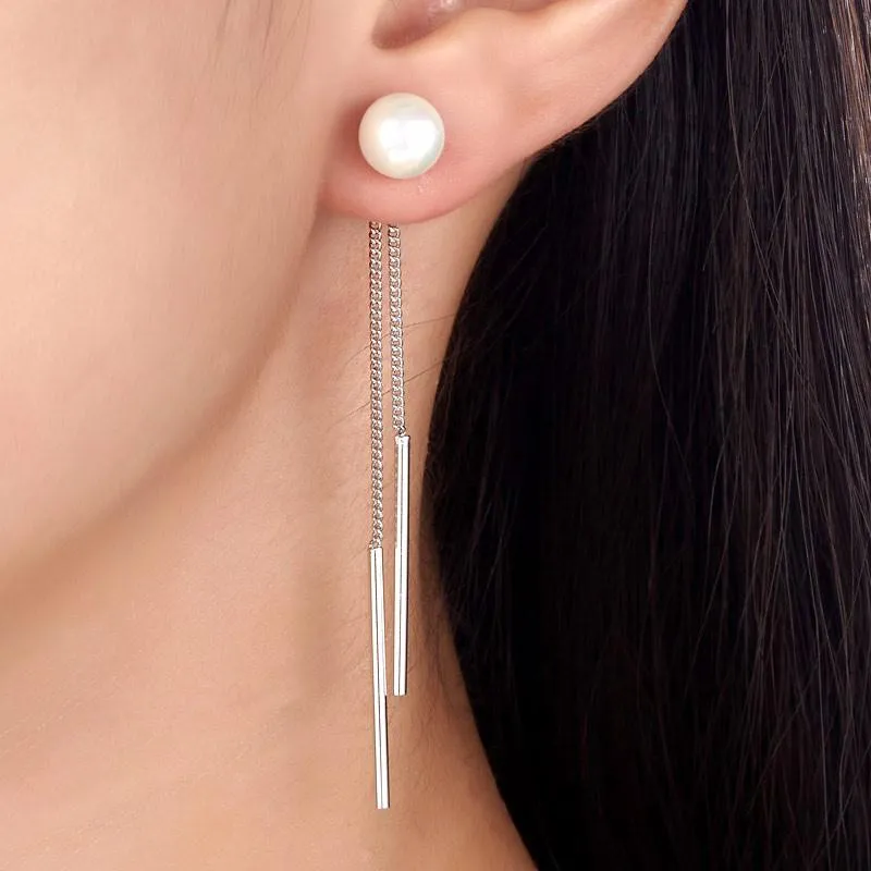 Drop Bridal Wedding 925 Sterling Silver Simulated Pearl Earrings Bridesmaid Jewelry