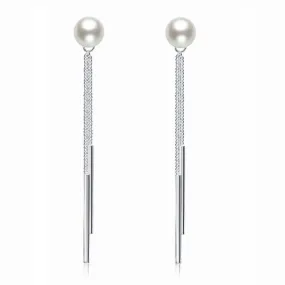 Drop Bridal Wedding 925 Sterling Silver Simulated Pearl Earrings Bridesmaid Jewelry