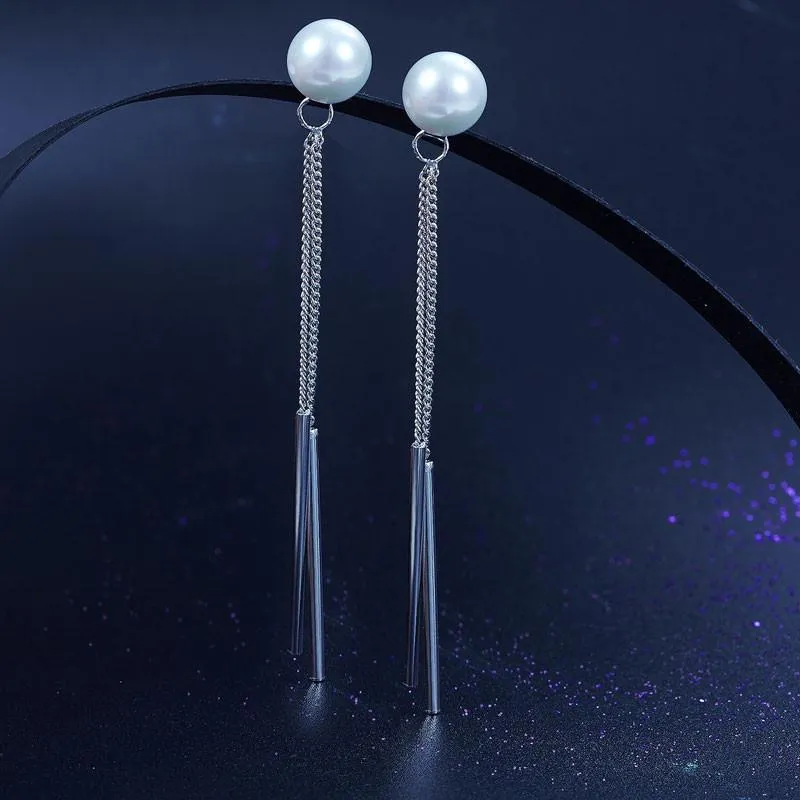 Drop Bridal Wedding 925 Sterling Silver Simulated Pearl Earrings Bridesmaid Jewelry